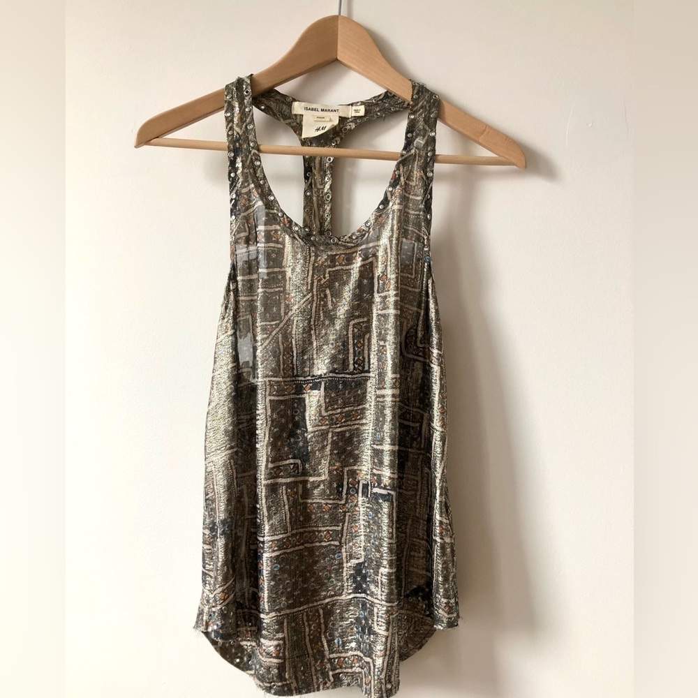 Isabel Marant x H&M metallic racer back tank Sz 4 🌟